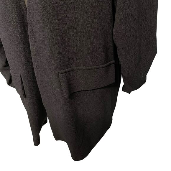 Shein Open Front Black Blazer Shoulder Pads Rouched Sleeves 2XL - Picture 2 of 6